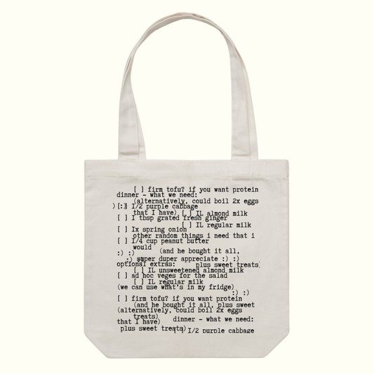 Poetry Tote - Shopping Lists