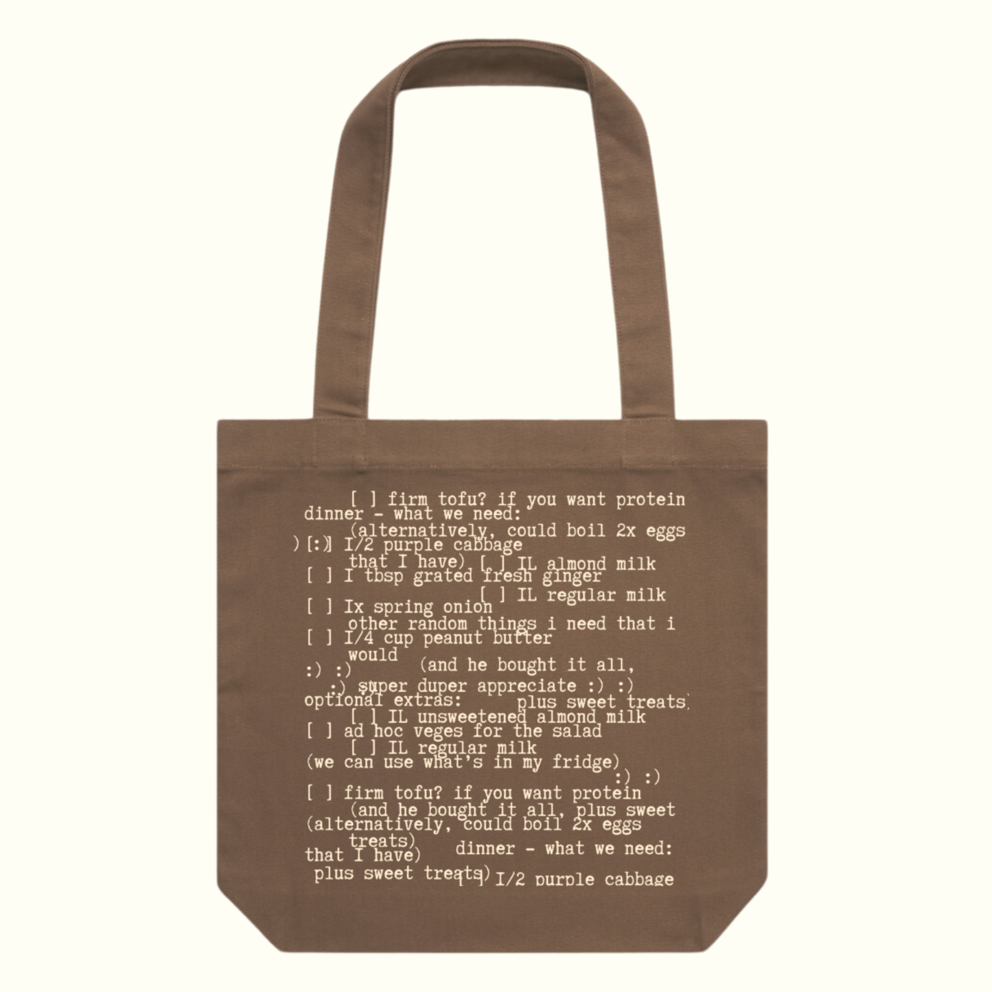 Poetry Tote - Shopping Lists