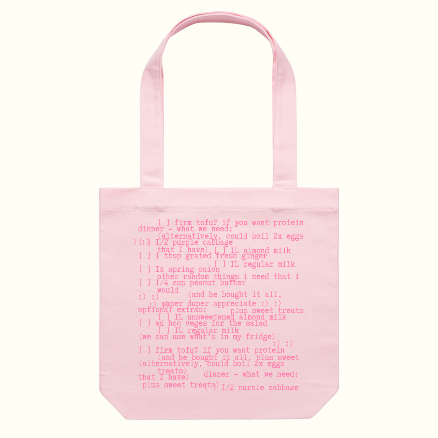 Poetry Tote - Shopping Lists