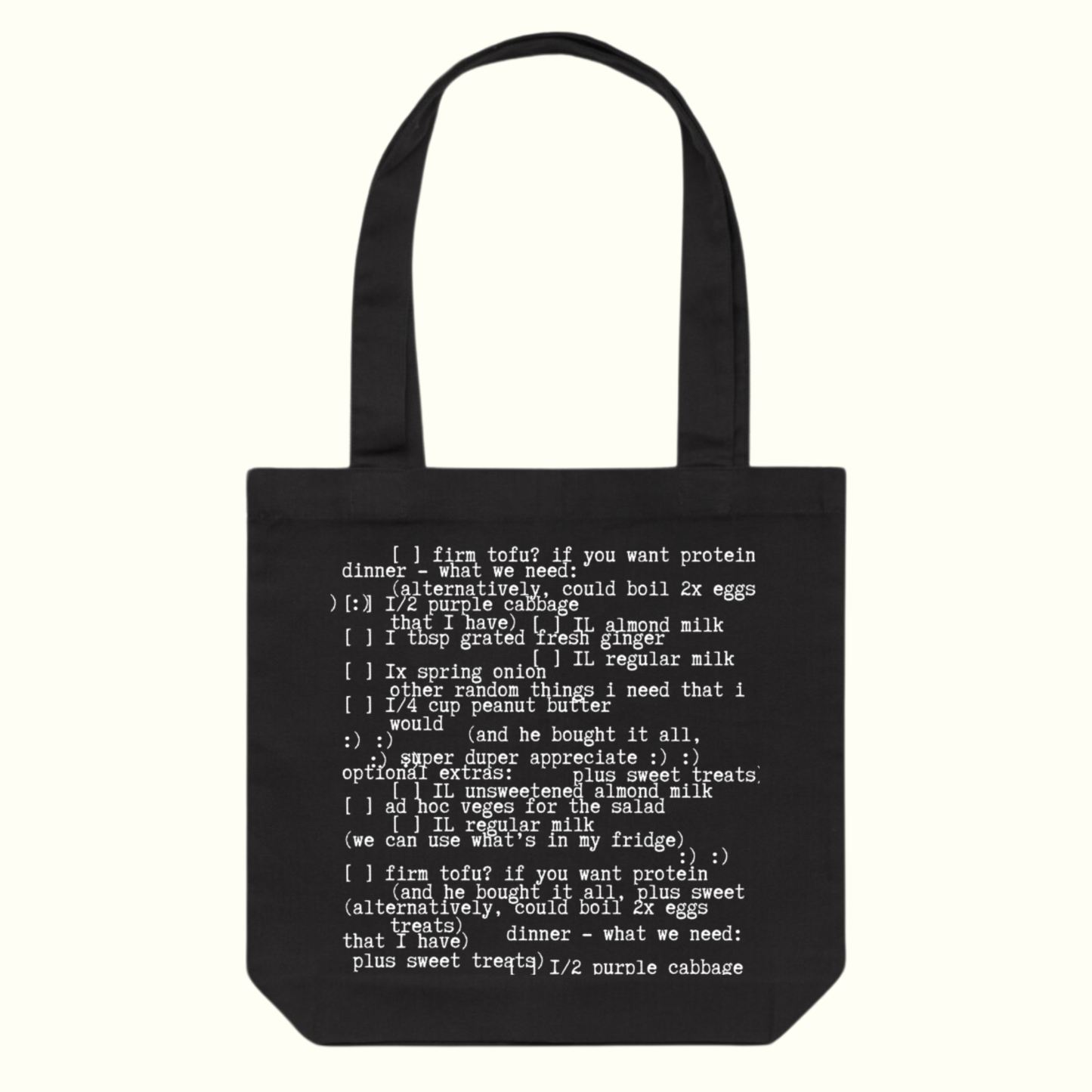 Poetry Tote - Shopping Lists