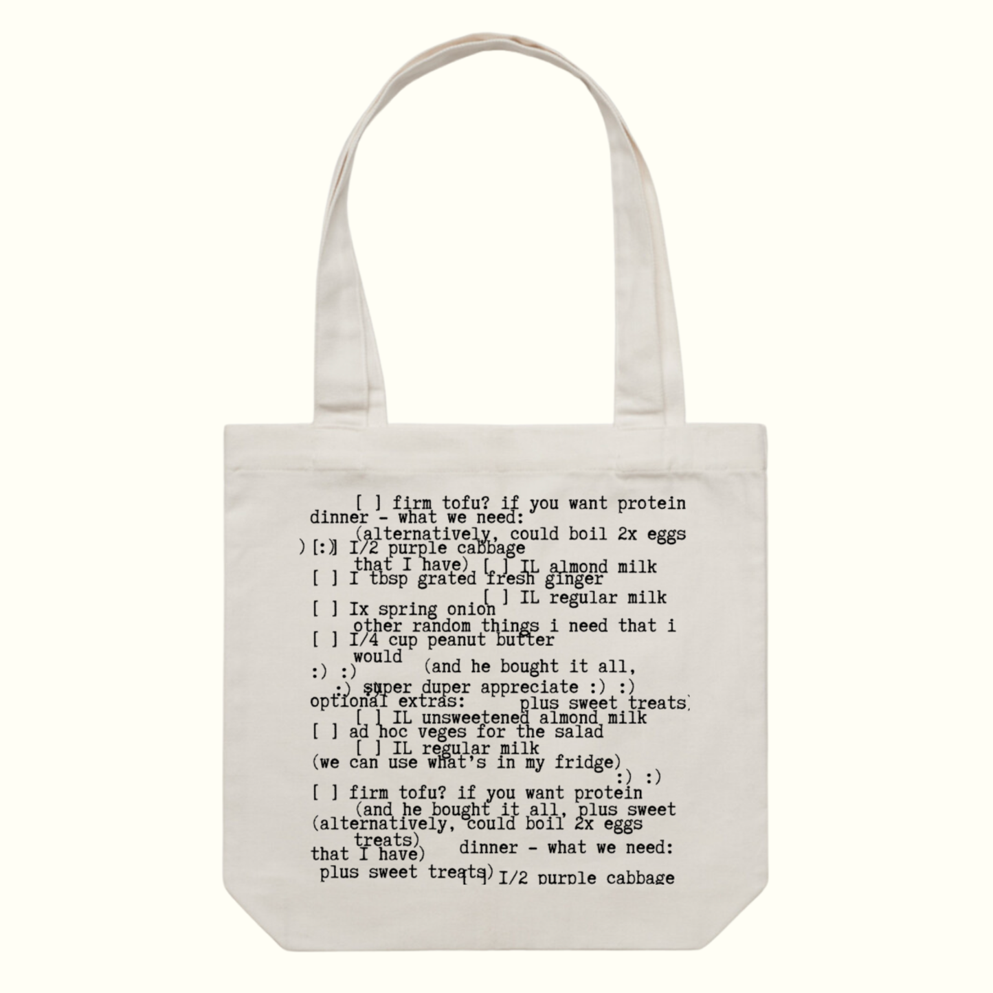 Poetry Tote - Shopping Lists