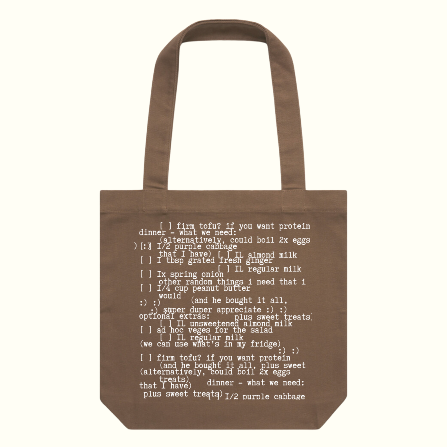 Poetry Tote - Shopping Lists